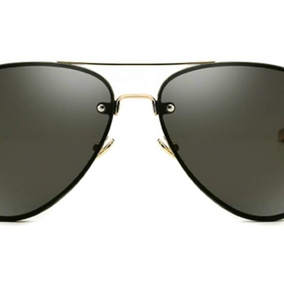 Classic Oversized Aviator Sunglasses Retro Gold Metal Frame Clear Lenses main image 6